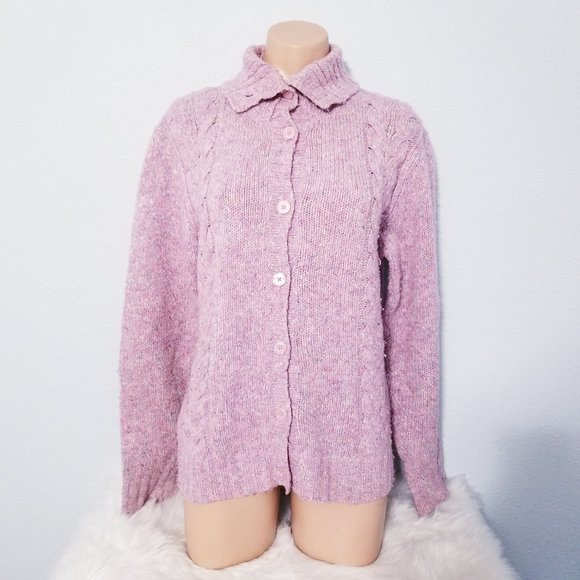 L.L. Bean Sweaters - L.L. Bean Cable Knit Granny Pink Sweater